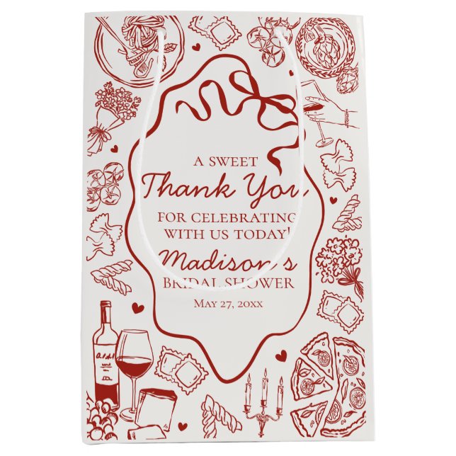 Sacola Para Presentes Média Italian Pasta Thats Amore Bridal Shower Favor (Frente)