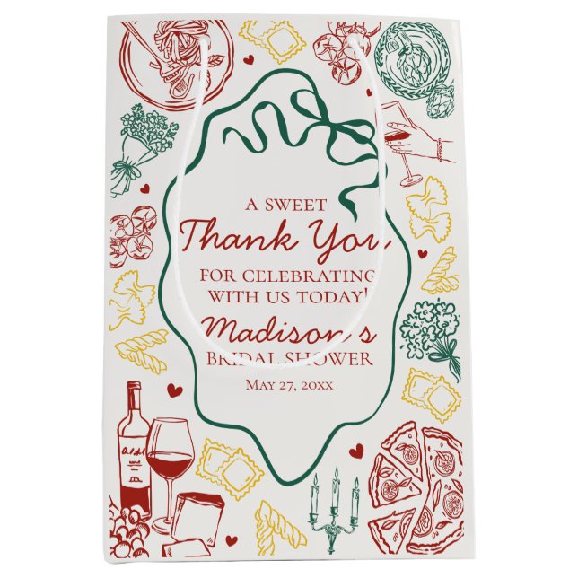 Sacola Para Presentes Média Italian Pasta Thats Amore Bridal Shower Favor (Frente)