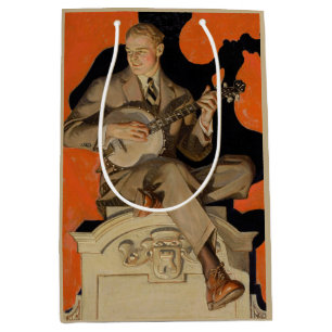 Sacola Para Presentes Média J.C. Leyendecker Tocador de Banjo 1920 Arte Art Dé