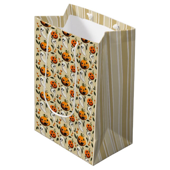Sacola Para Presentes Média Jack-o-Ghost Amarelo (Frente inclinada)