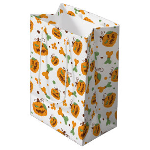 Sacola Para Presentes Média Jack-o-Lanterna e Ossos Louco Halloween
