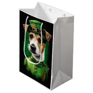Sacola Para Presentes Média Jack Russell Cachorro na Rua.