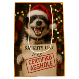 Sacola Para Presentes Média Jack Russell cute Naughty List gift bag