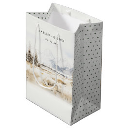 Sacola Para Presentes Média Jackson Hole Wyoming Watercolor Landscape Wedding