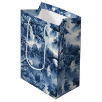 Jardim d'água japonês em porcelana branca azul