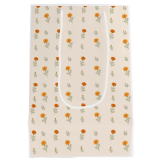 Sacola Para Presentes Média Jardim de Marigold Cottagecore Floral