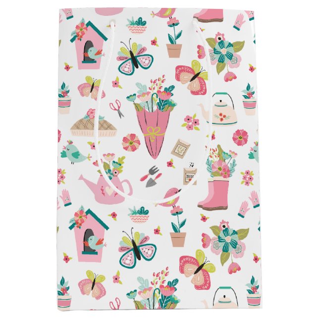 Sacola Para Presentes Média Jardim Springtime (Frente)