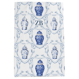 Sacola Para Presentes Média Jarra de Gengibre Azul e Branco Chinoiserie