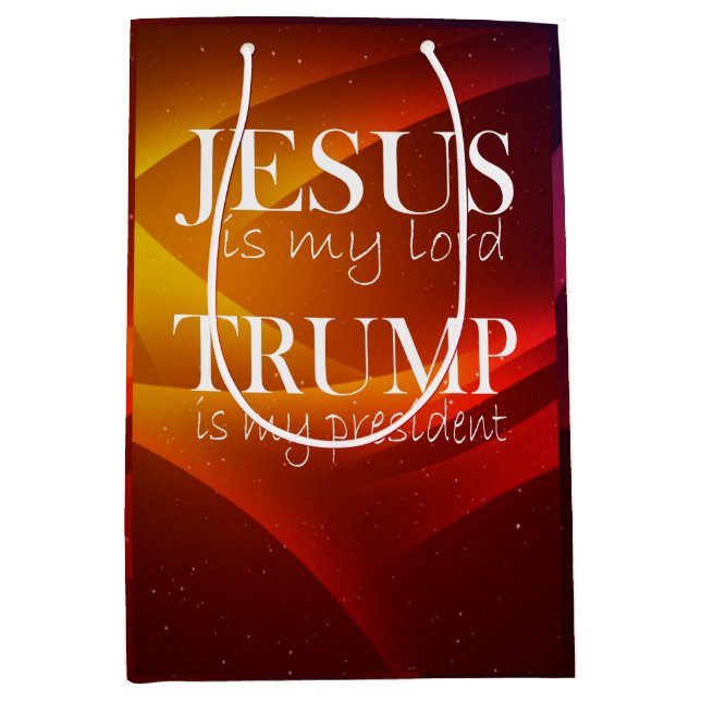 Sacola Para Presentes Média Jesus é Meu Senhor Trump é Meu Presidente (Frente)