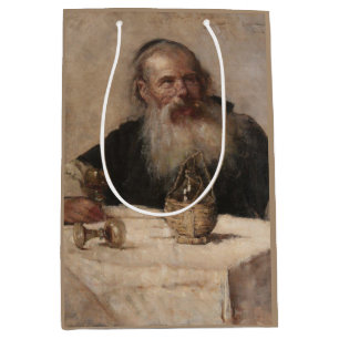 Sacola Para Presentes Média Jewish Man Bebendo Wine (por Olga Boznanska)