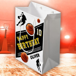 Sacola Para Presentes Média Jogador de Bola Moderno de Basquete Themed Birday
