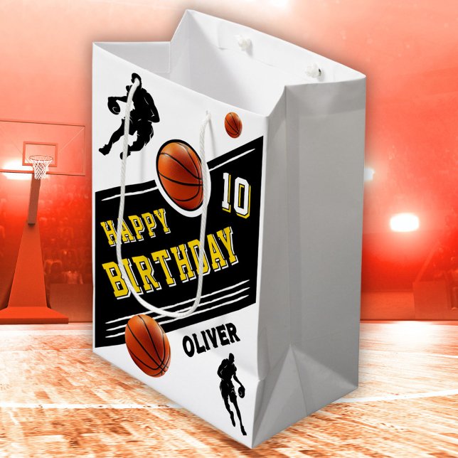 Sacola Para Presentes Média Jogador de Bola Moderno de Basquete Themed Birday (Criador carregado)