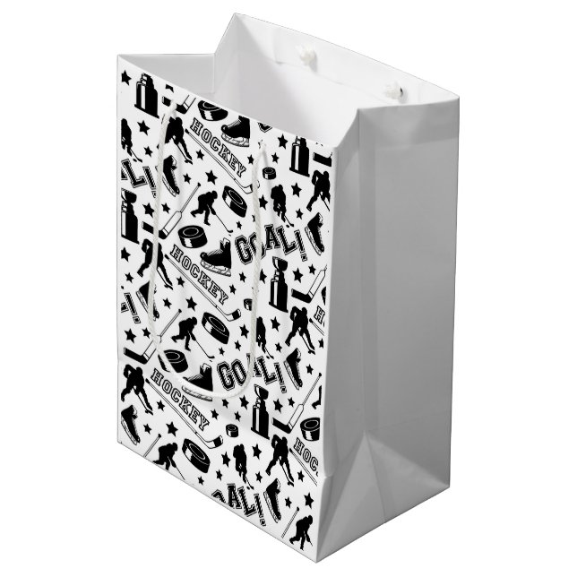 Sacola Para Presentes Média Jogador de Esporte do Pau de Hockey Stick (Frente inclinada)