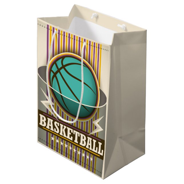 Sacola Para Presentes Média Jogo Legal da bola desportiva de basquete (Frente inclinada)
