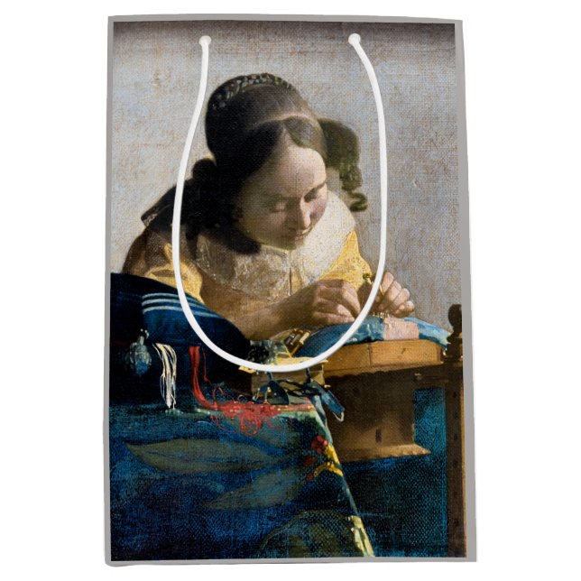 Sacola Para Presentes Média Johannes Vermeer - O Lacemaker (Frente)