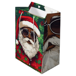 Sacola Para Presentes Média Jolly Black Papais noeis Natal Gift Bag