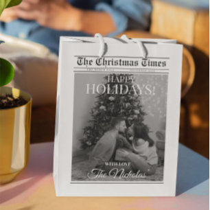 Sacola Para Presentes Média Jornal Que Ano Foto Preto Branco Natal