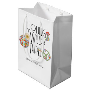 Sacola Para Presentes Média Jovem, Selvagem e Três Bolsa de Presente de Aniv