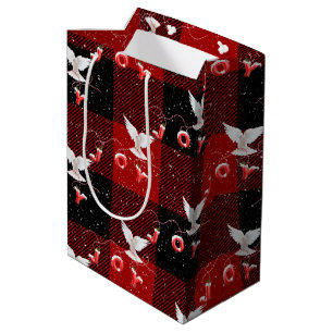 Sacola Para Presentes Média Joy e Dove na Xadrez