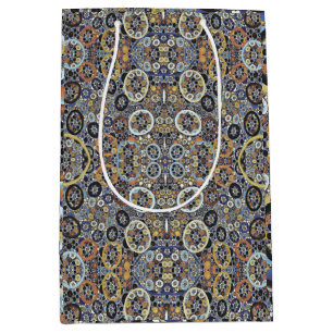 Sacola Para Presentes Média Kaleidoscópio Mosaico Azul