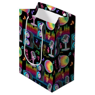Sacola Para Presentes Média Karaokê Neon Brilho Canto Música Festa