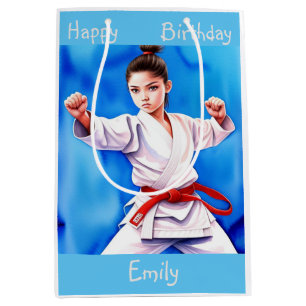 Sacola Para Presentes Média Karate Girl Birthday