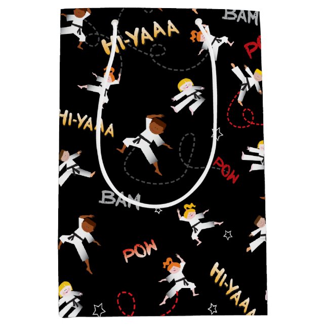 Sacola Para Presentes Média Karate Kids Taekwondo Crianças Festa de aniversári (Frente)