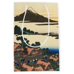 Sacola Para Presentes Média Katsushika Hokusai Dawn na província de Kai