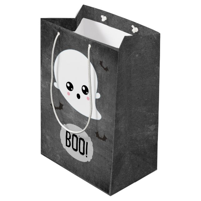 Sacola Para Presentes Média Kawaii Fantasma Halloween (Verso inclinado)