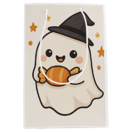 Sacola Para Presentes Média Kawaii Ghost com o Halloween Candy