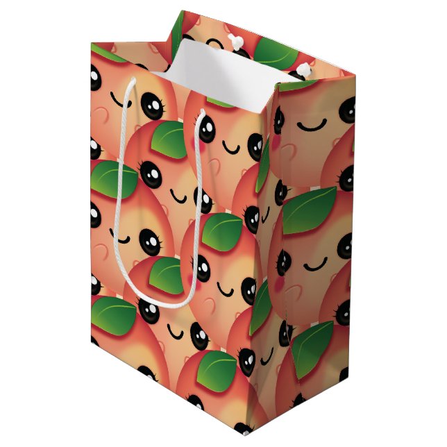 Sacola Para Presentes Média Kawaii Peach (Frente inclinada)