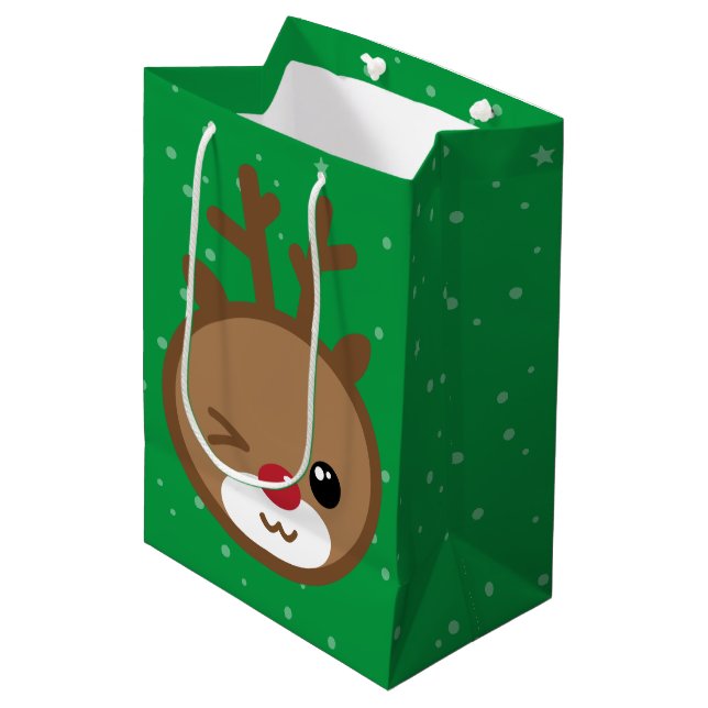 Sacola Para Presentes Média Kawaii Reindeer Natal Bag (Frente inclinada)