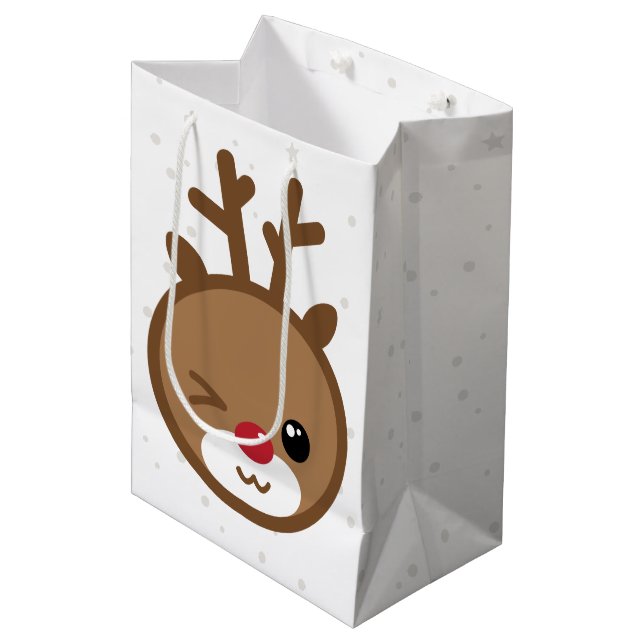 Sacola Para Presentes Média Kawaii Reindeer Natal Bag (Frente inclinada)
