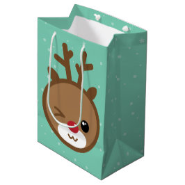 Sacola Para Presentes Média Kawaii Reindeer Natal Bag
