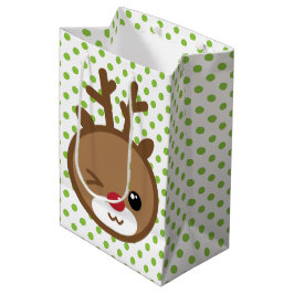 Sacola Para Presentes Média Kawaii Reindeer Natal Bag