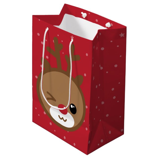 Sacola Para Presentes Média Kawaii Reindeer Natal Bag (Frente inclinada)