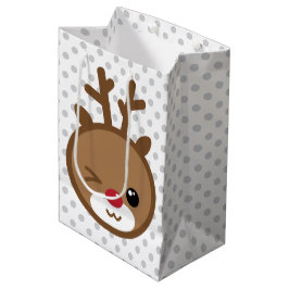 Sacola Para Presentes Média Kawaii Reindeer Natal Bag