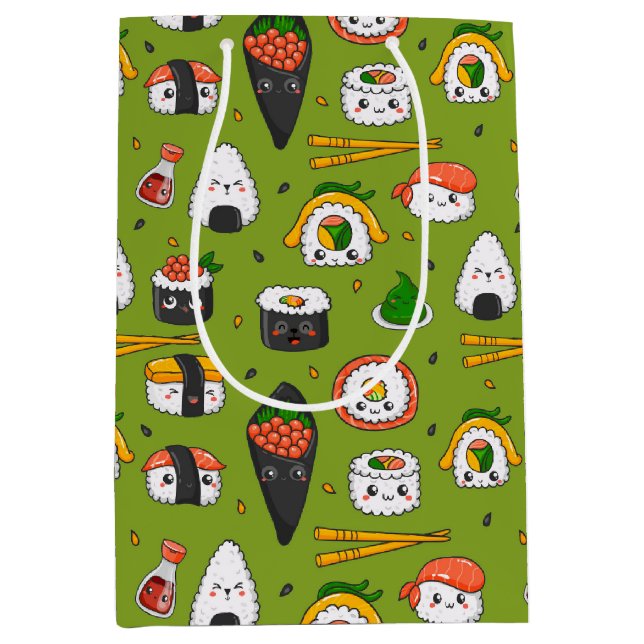 Sacola Para Presentes Média Kawaii Sushi Gift Bag (Frente)