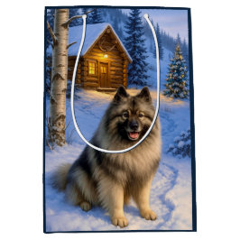 Sacola Para Presentes Média Keeshond Holiday 