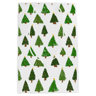 Sacola Para Presentes Média Kids drawing style Christmas tree