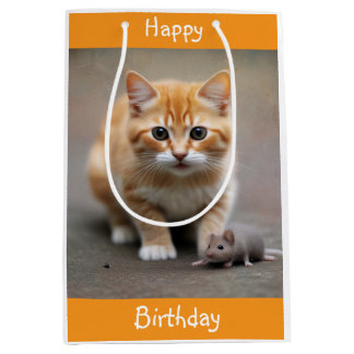 Sacola Para Presentes Média Kitten and Mouse