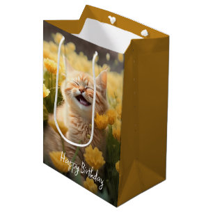 Sacola Para Presentes Média Kitten No Aniversário Das Flores