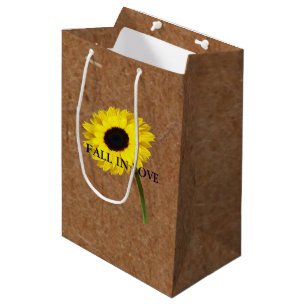 Sacola Para Presentes Média Kraft Autumn Bride Sunflower Party Gift Bag