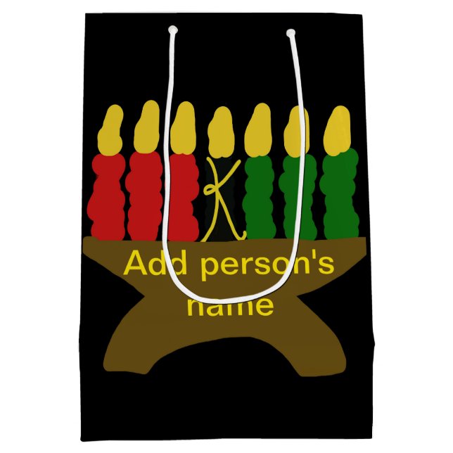 Sacola Para Presentes Média Kwanzaa Velas Saco de Presente Médio (Verso)