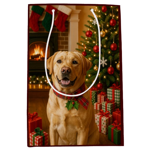 Sacola Para Presentes Média Labrador Retriever Holiday Card (Frente)