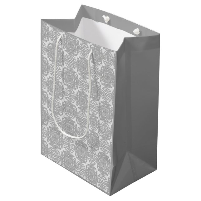Sacola Para Presentes Média Lace branco monocromático Faux (Frente inclinada)