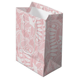 Sacola Para Presentes Média Lace Floral Rosa