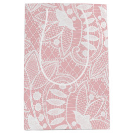 Sacola Para Presentes Média Lace Floral Rosa