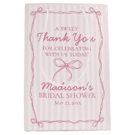 Sacola Para Presentes Média Laço de Coquetele Rosa Favor de Chuveiro de Noiva 