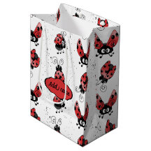 Ladybug Whimsical Com Splatters De Tinta, Presente